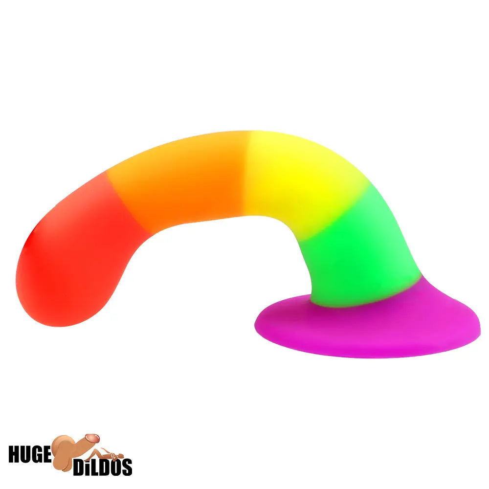 6.89in Colorful Silicone Soft Rainbow Dildo For Anal G Spot Sex Stimulation