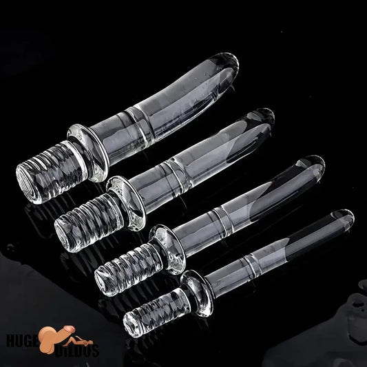 6.69in 6.88in 7.08in 7.28in Clear Unisex Glass Crystal Dildo With Handel Toy