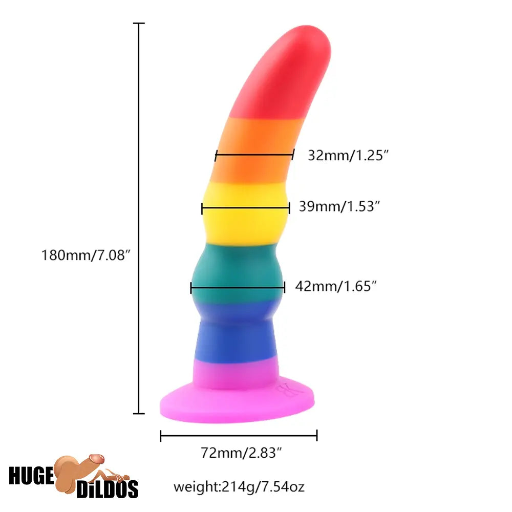 5.11in 6.1in 7.08in Silicone Rainbow Flexible Dildo For Gay LGBT Sex Love