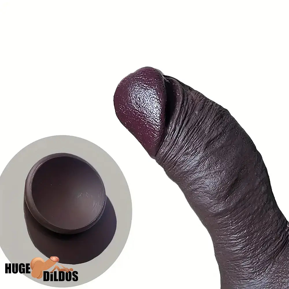 9.44in Lifelike Ebony Fat Silicone Large Soft Skin Dildo With Suction Cup