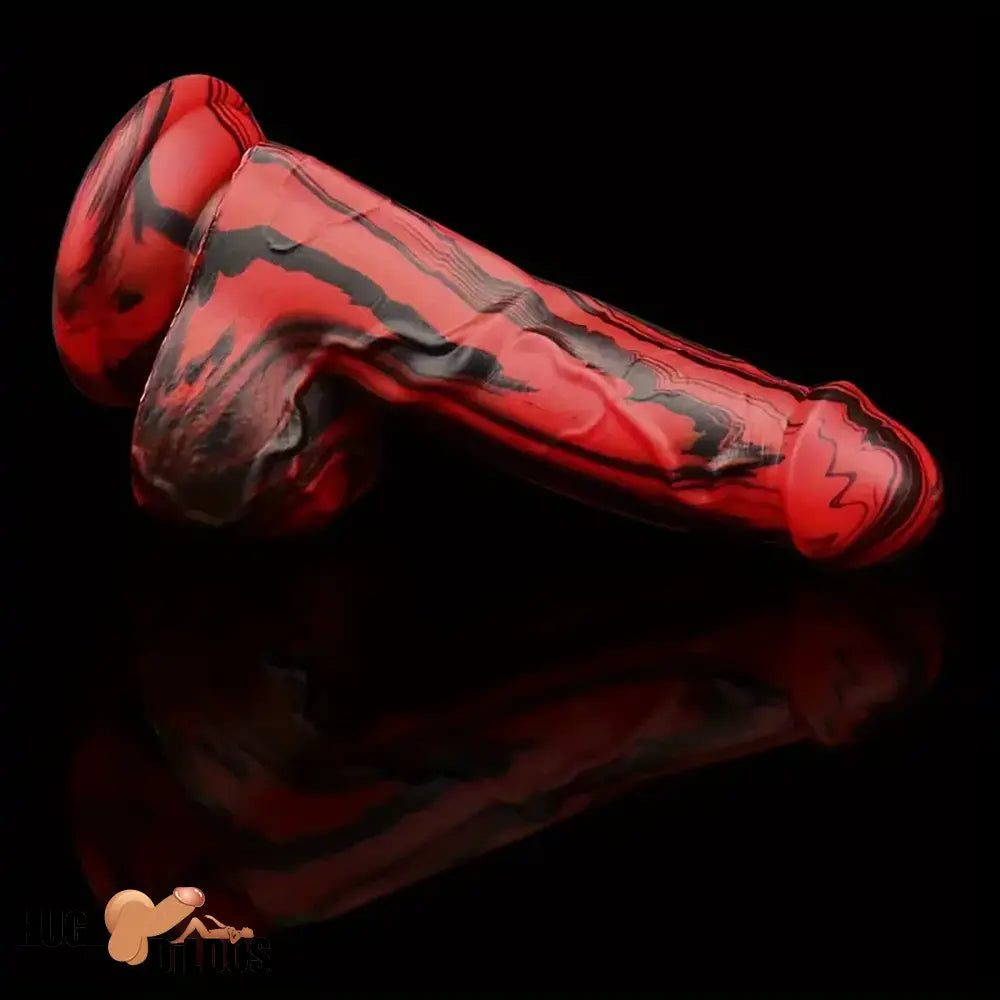6.1in Silicone Soft Red Black Dildo For G-Spot Anal Stimulation Women