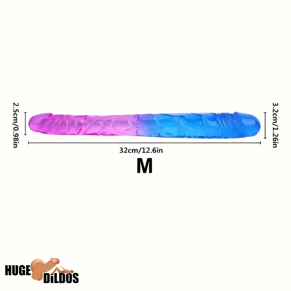 12.6in 17.32in Gradient Color Big Double Heads Dildo For G-Spot Vagina