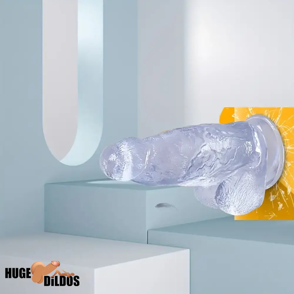 9.25in Realistic Clear Rubber Dildo With Small Conical Head Adult Sex Toy