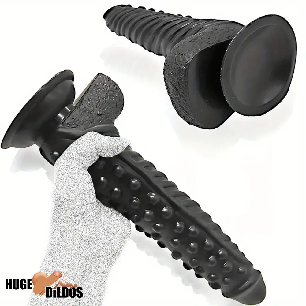 10.6in Spiked Big Fantasy Grainy Dildo For Vagina Prostate Black Cock