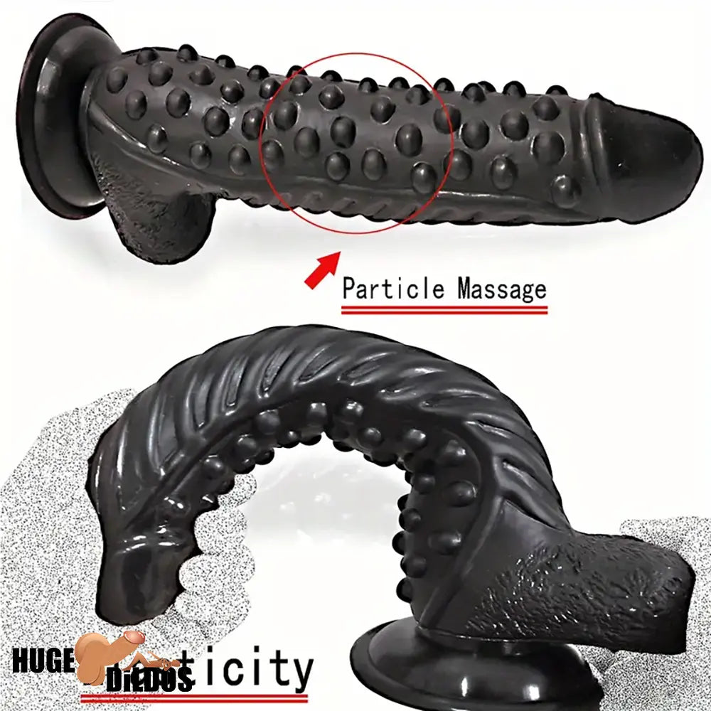 10.6in Spiked Big Fantasy Grainy Dildo For Vagina Prostate Black Cock