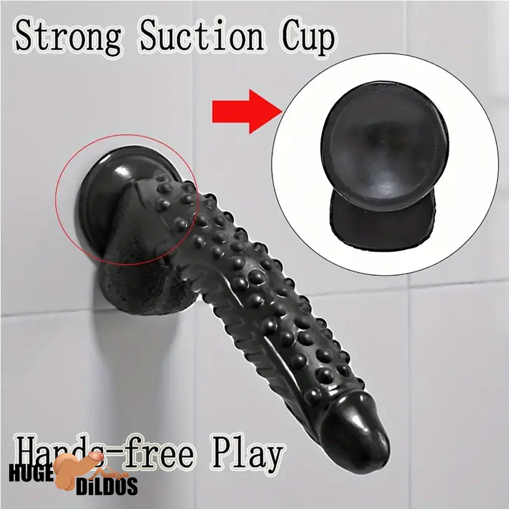 10.6in Spiked Big Fantasy Grainy Dildo For Vagina Prostate Black Cock