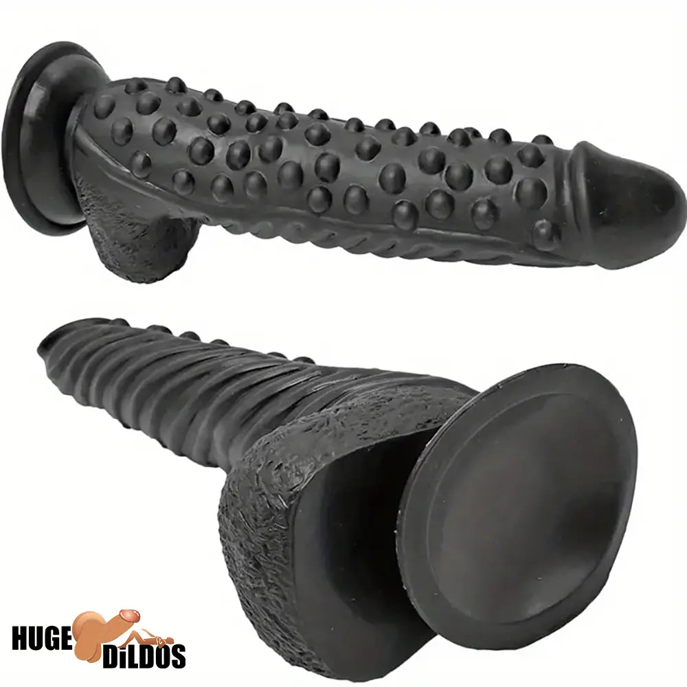 10.6in Spiked Big Fantasy Grainy Dildo For Vagina Prostate Black Cock