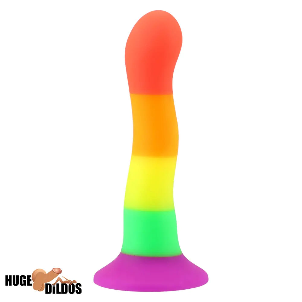 6.89in Colorful Silicone Soft Rainbow Dildo For Anal G Spot Sex Stimulation