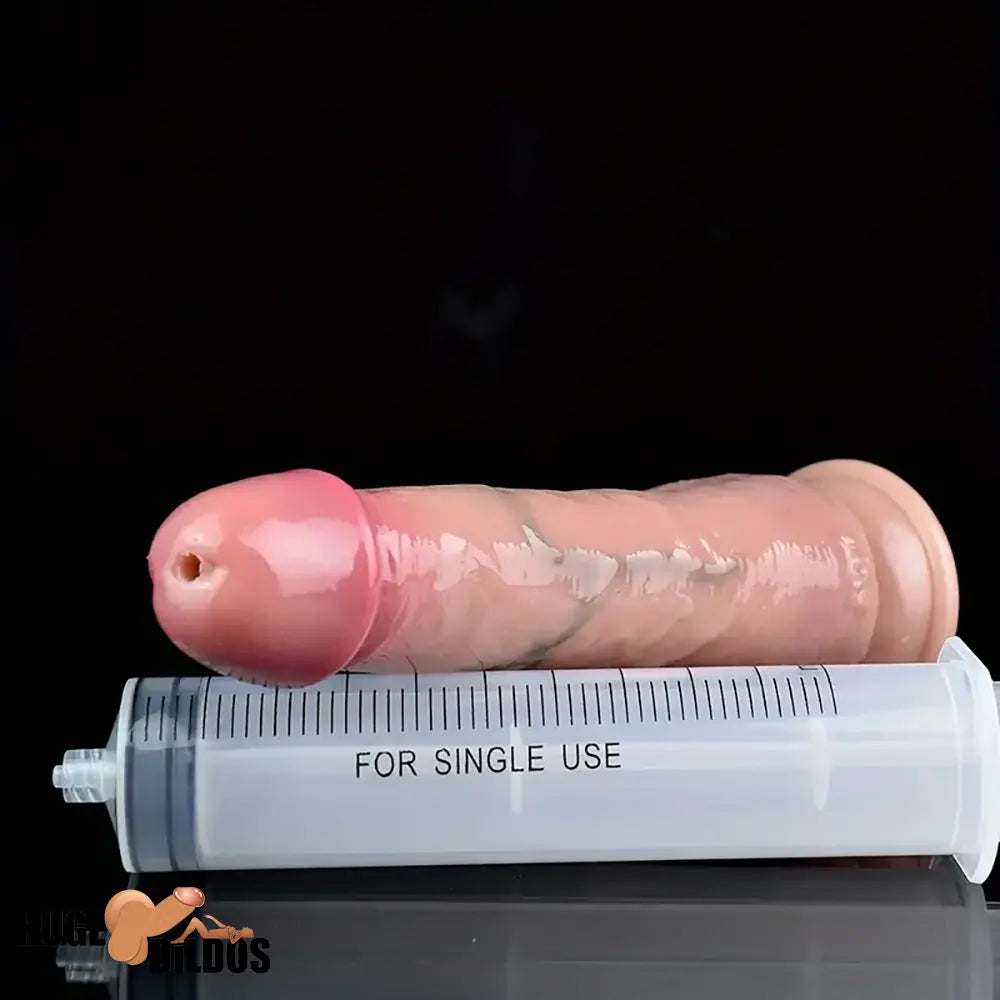 7.28in Soft Real Skin Silicone G Spot Squirting Strapon Dildo For Women Sex