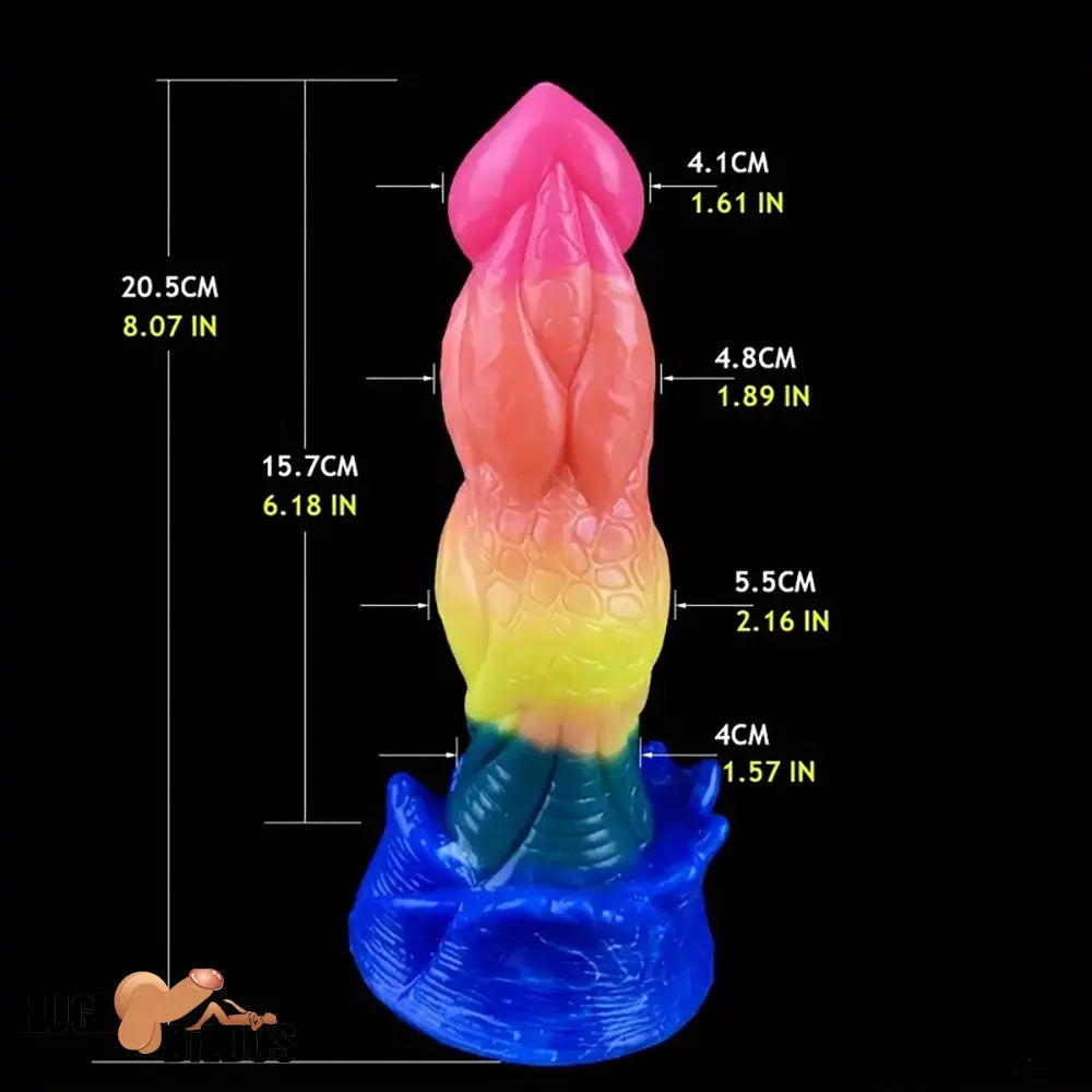 8.07in Silicone Fantasy Monster Big Soft Dildo For G-Spot Clit Stimulation