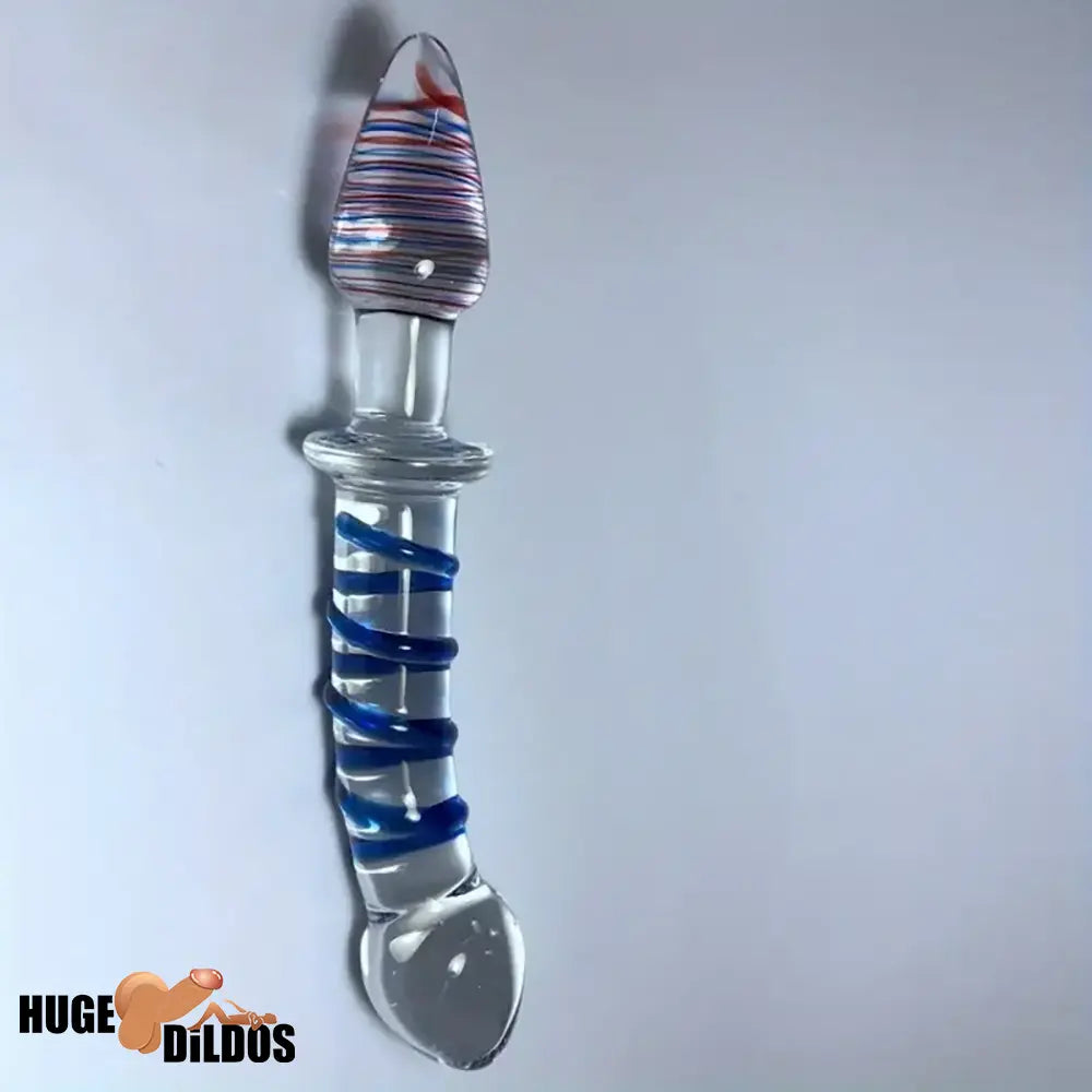 8.27in Clear Jelly Real Glass Crystal Cock Dildo For G-Spot Anal Stimulator