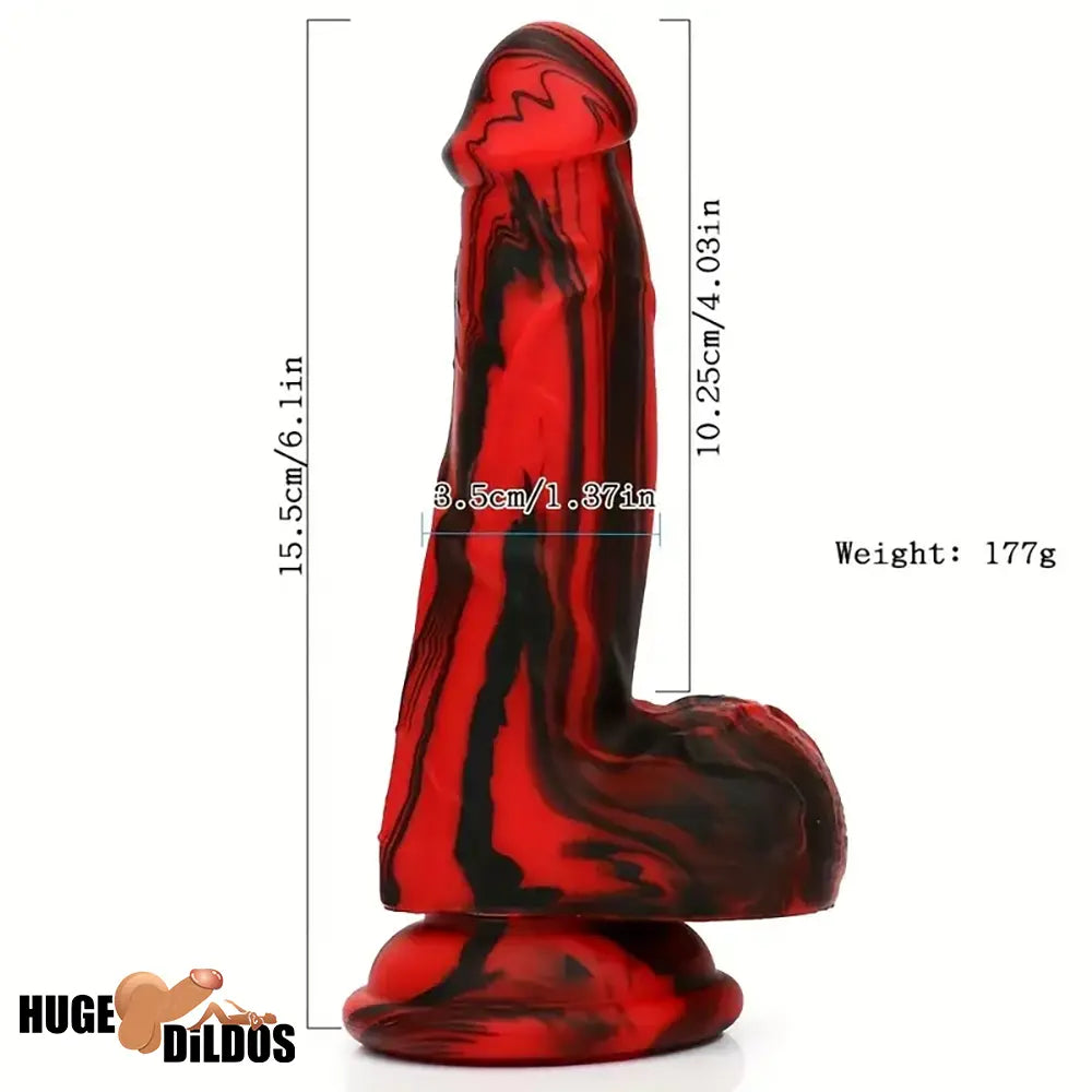 6.1in Silicone Soft Red Black Dildo For G-Spot Anal Stimulation Women
