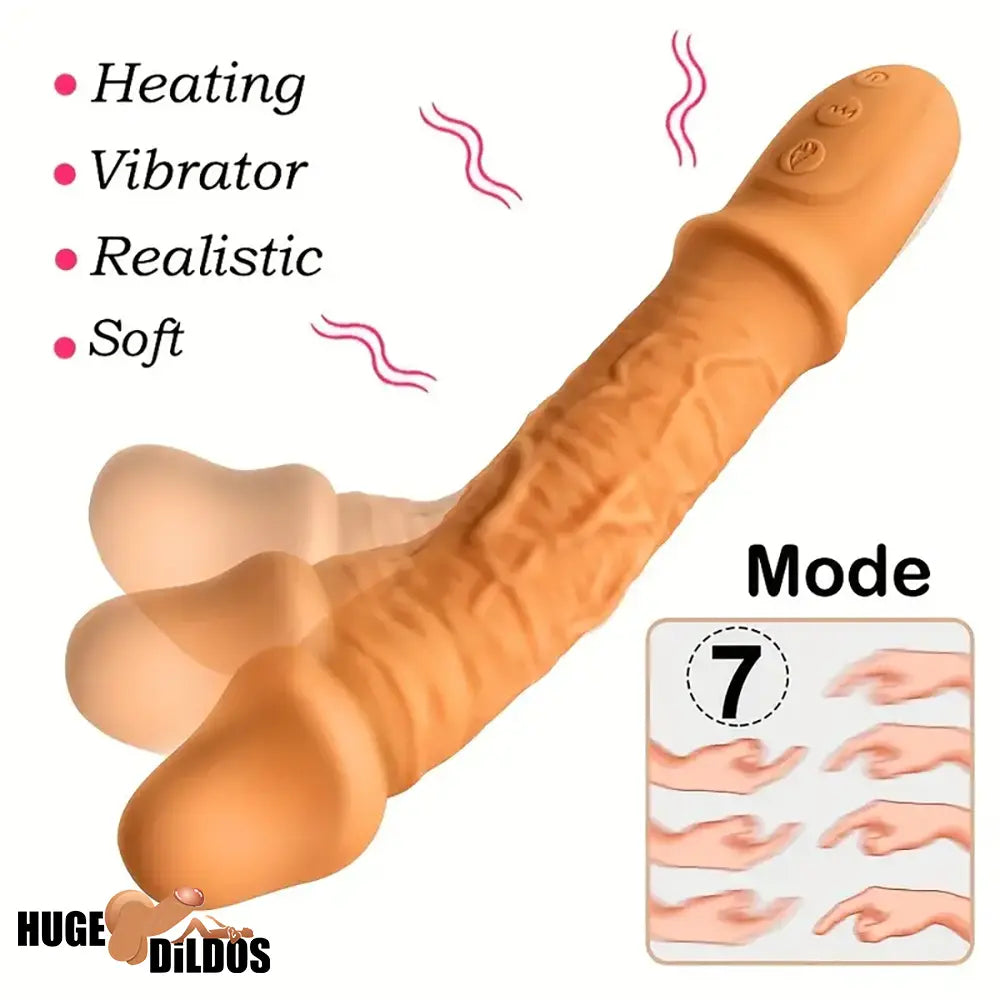 8.46in Automatic Soft Real Silicone G Spot Heating Vibrating Adults Dildo