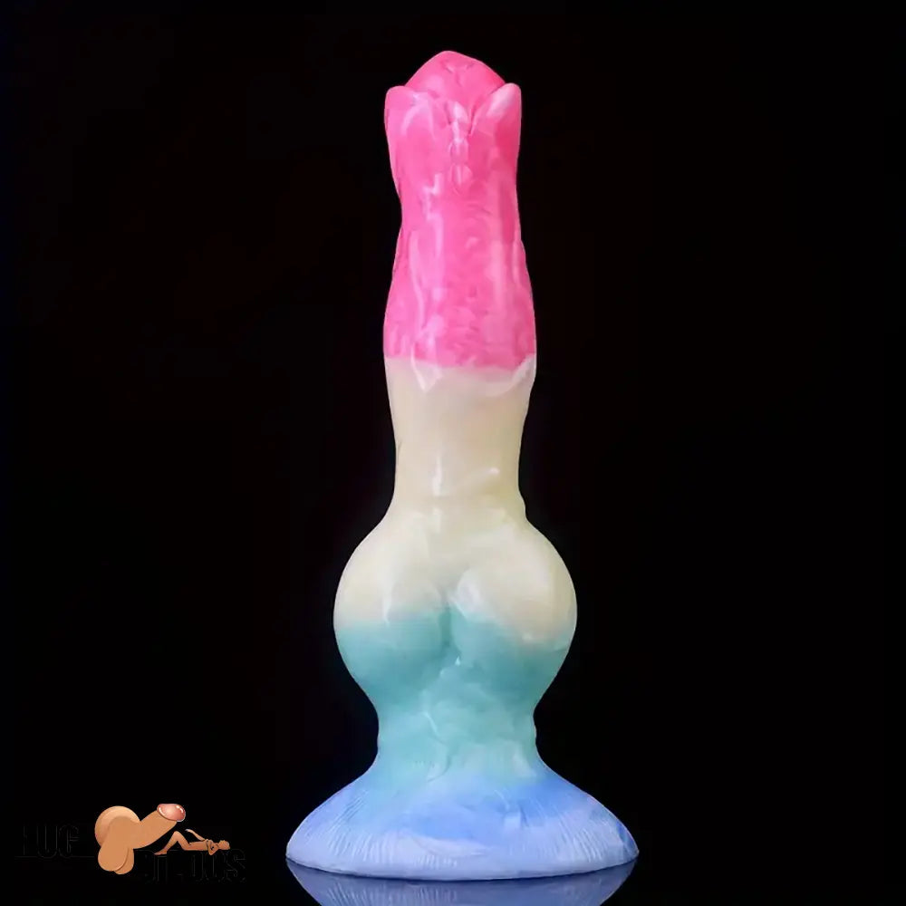 8.03in Fantasy Big Dog Knot Silicone Soft Dildo For Clit Vagina Stimulation