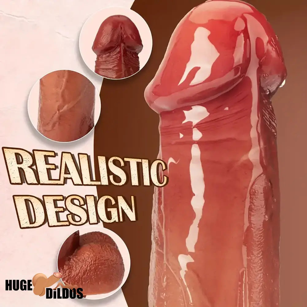 8.6in Vibrating Thrusting Big Silicone Soft Heated Dildo For Women Men