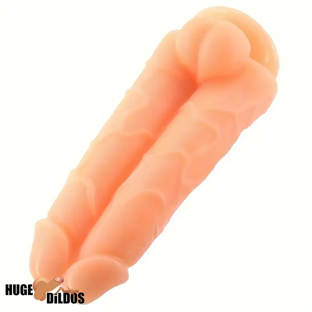 9.6in Realistic Penis Double Penetration Dildo With Ribbed Man Testis