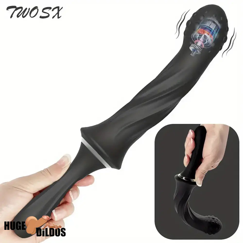 9.65in Silicone Soft Vibrating Dildo With Handle For G-spot Anal Stimulator