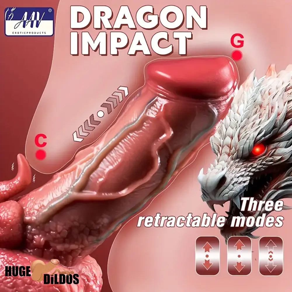 9.05in Dragon Vibrating Thrusting Big Silicone Soft Dildo Adult Cock Toy