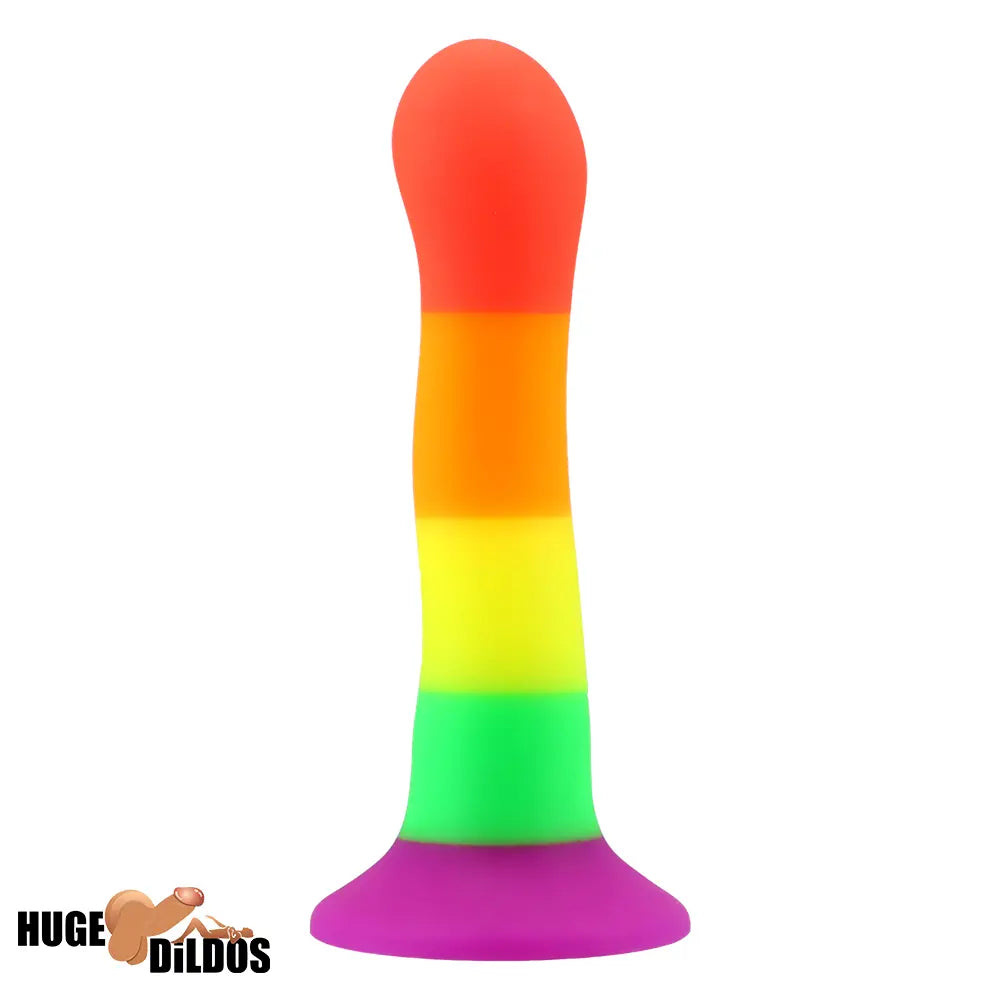 6.89in Colorful Silicone Soft Rainbow Dildo For Anal G Spot Sex Stimulation