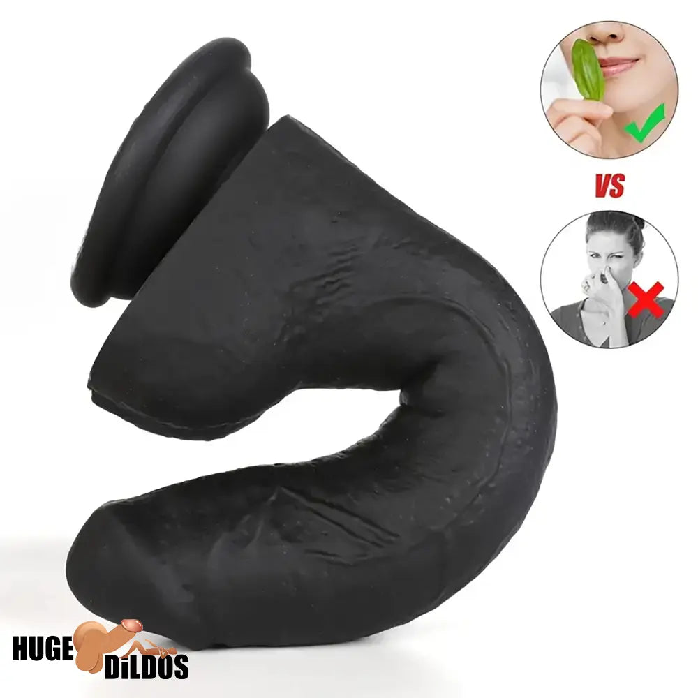 7.28in 8.27in 10.04in Soft Real Ebony Big Looking Silicone Cock Anal Dildo