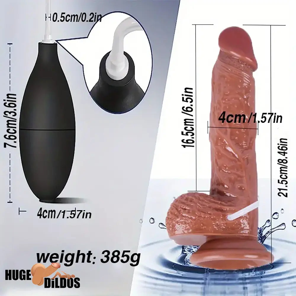 8.46in Soft Real Large Squirting Dildo With Curved Shaft For Indoor Sex