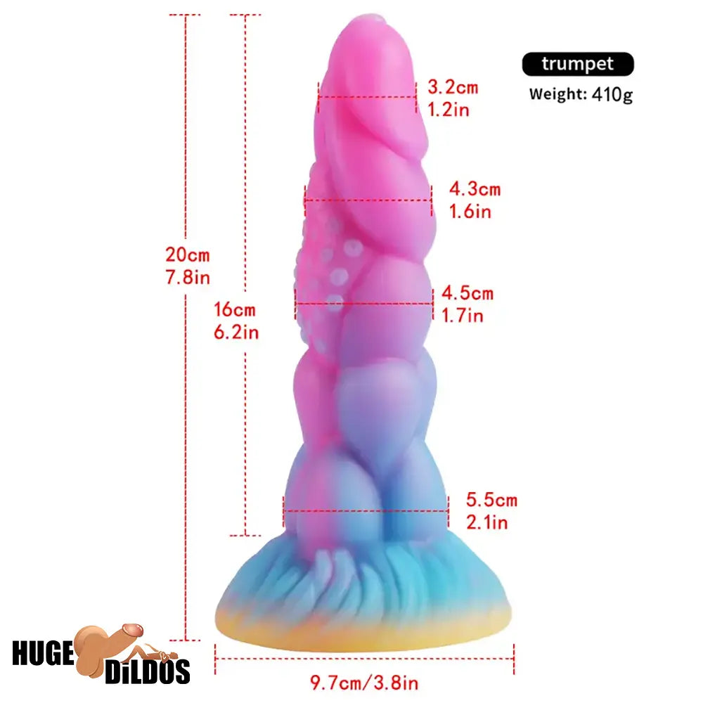 7.8in Monster Luminous Silicone Women Dildo For Hands-Free G Spot