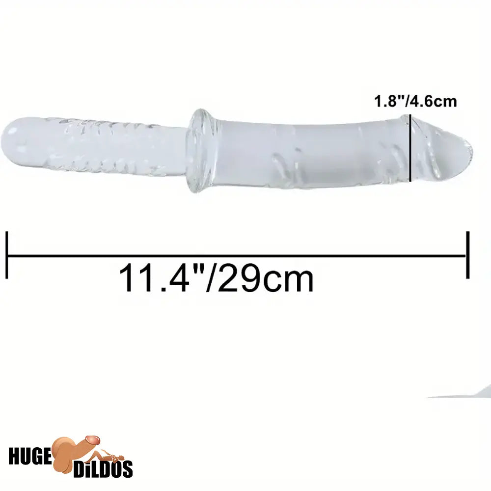 11.4in Realistic Clear Glass Crystal Dildo For Hands-Free G Spot Play Game