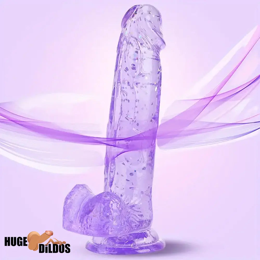 7.3in 7.9in Medical TPE Confetti Clear Dildo For Beginner Sex Indoor Use