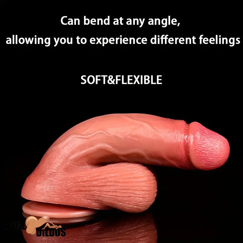 8.66in Soft Real Big Silicone Curved G Spot Dildo For Hands Free Cock Play