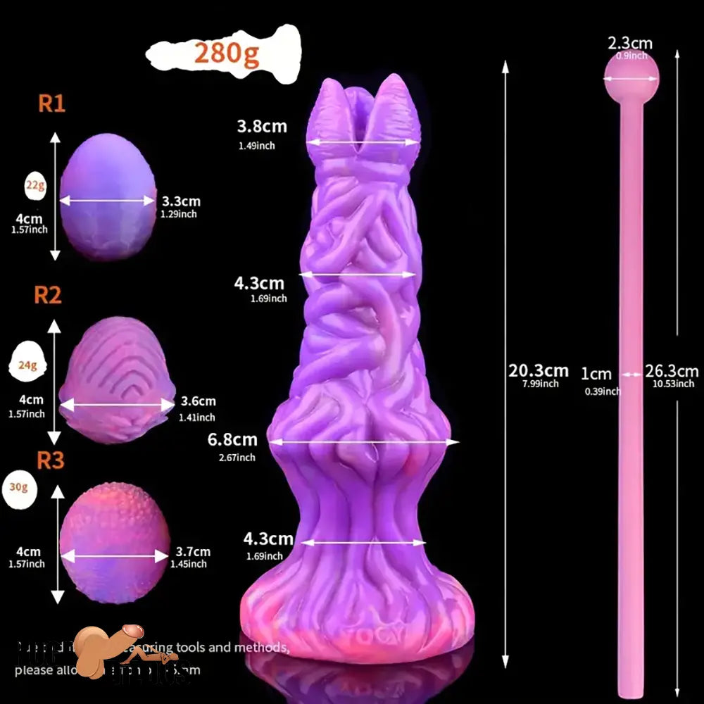 7.99in Luminous Ovipositor Silicone Dildo For Anal Vaginal G Spot Stimulation