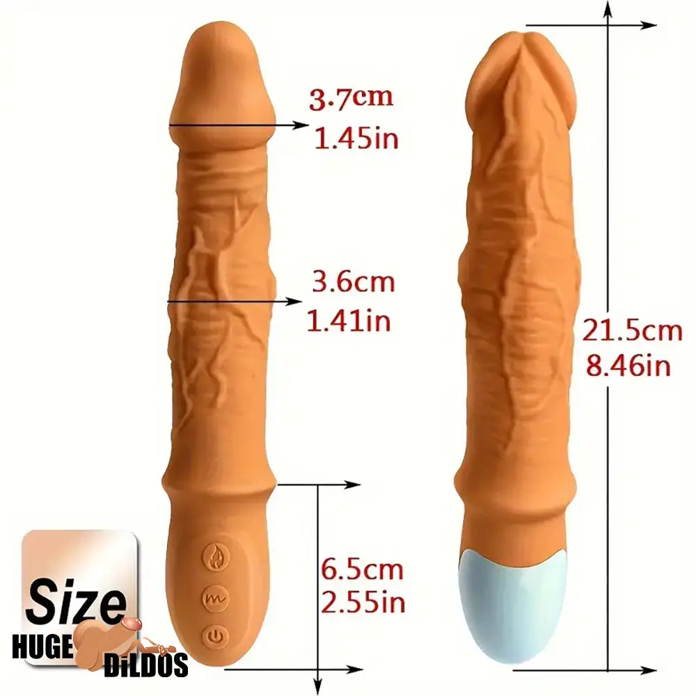 8.46in Automatic Soft Real Silicone G Spot Heating Vibrating Adults Dildo
