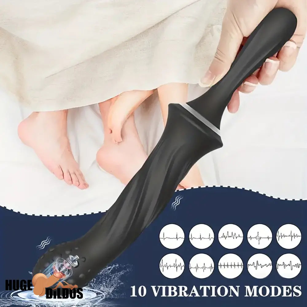 9.65in Silicone Soft Vibrating Dildo With Handle For G-spot Anal Stimulator