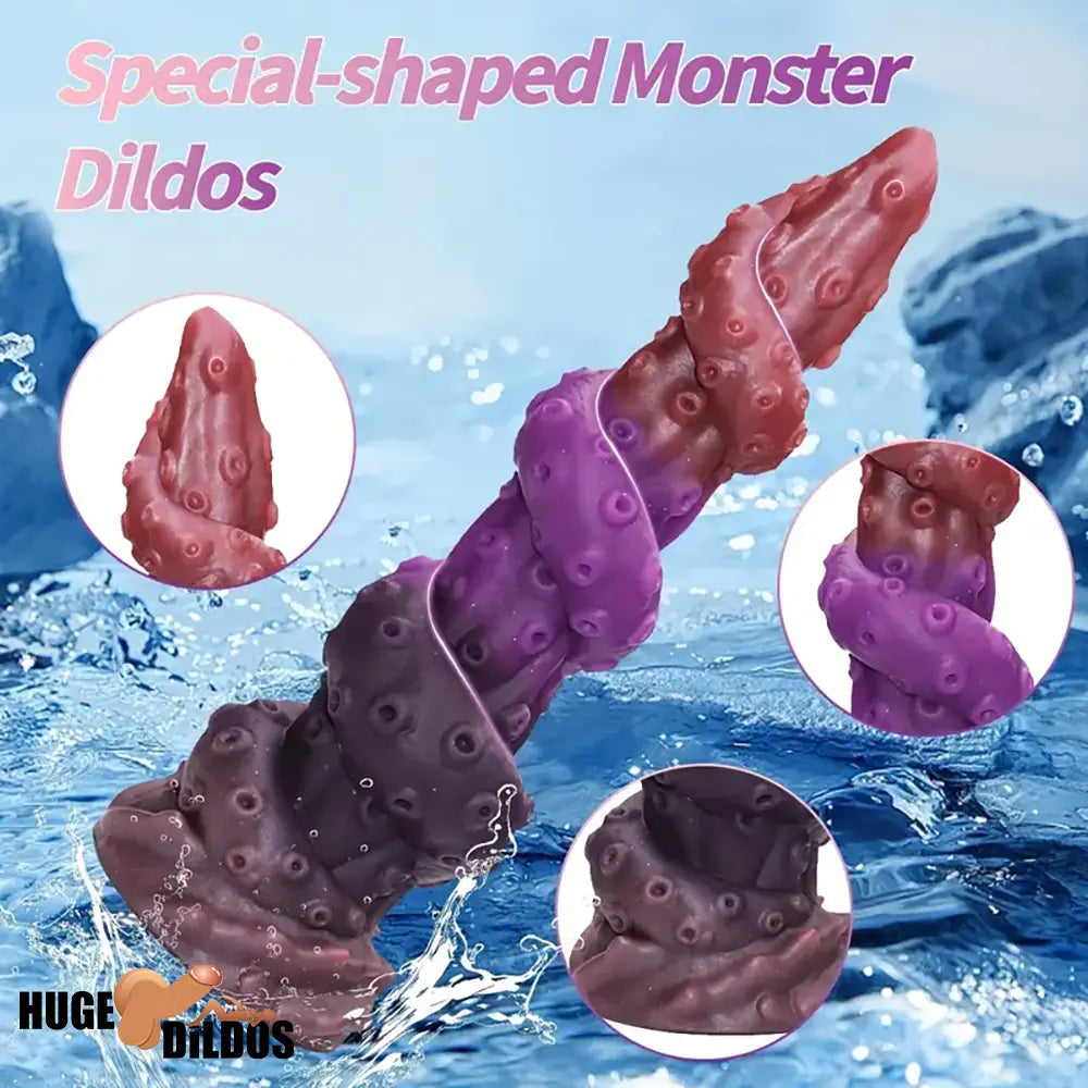 8.66in Silicone Monster Spiral Large Soft Dildo For Clit Strong Suction Cup