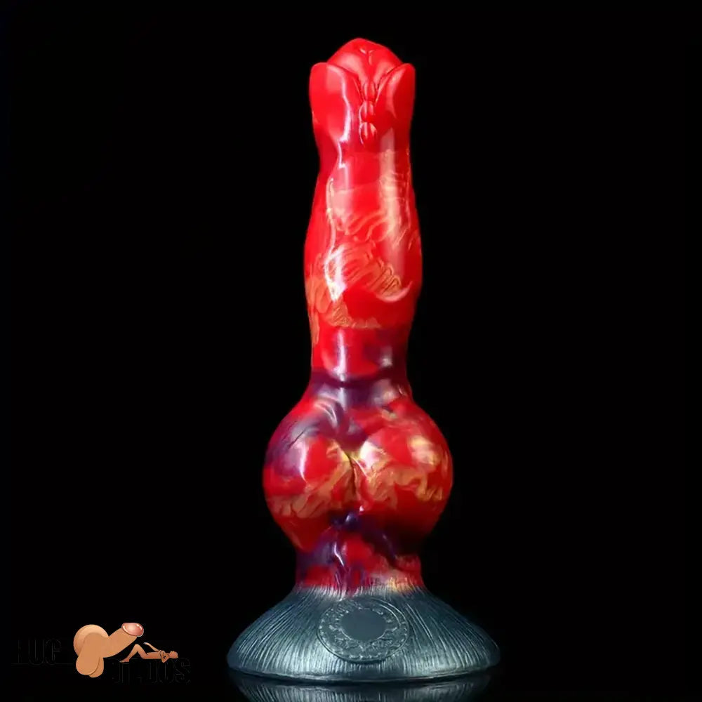 8.03in Fantasy Big Dog Knot Silicone Soft Dildo For Clit Vagina Stimulation