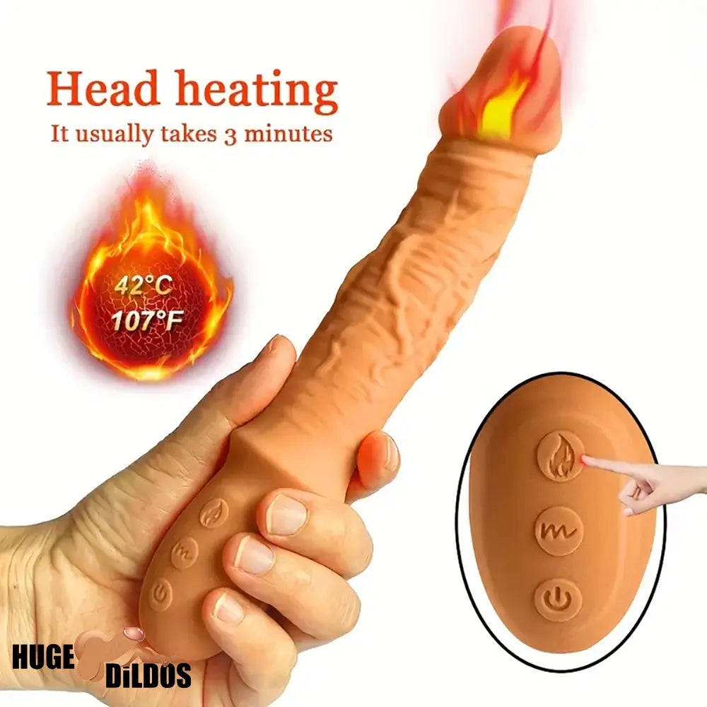 8.46in Automatic Soft Real Silicone G Spot Heating Vibrating Adults Dildo