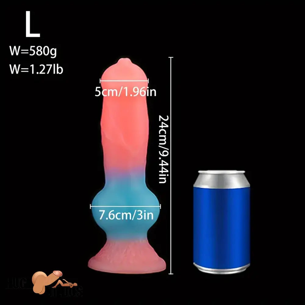 7.08in 7.48in 9.44in 10.23in 13in Silicone Soft Big Glowing Dog Cock Knot Dildo