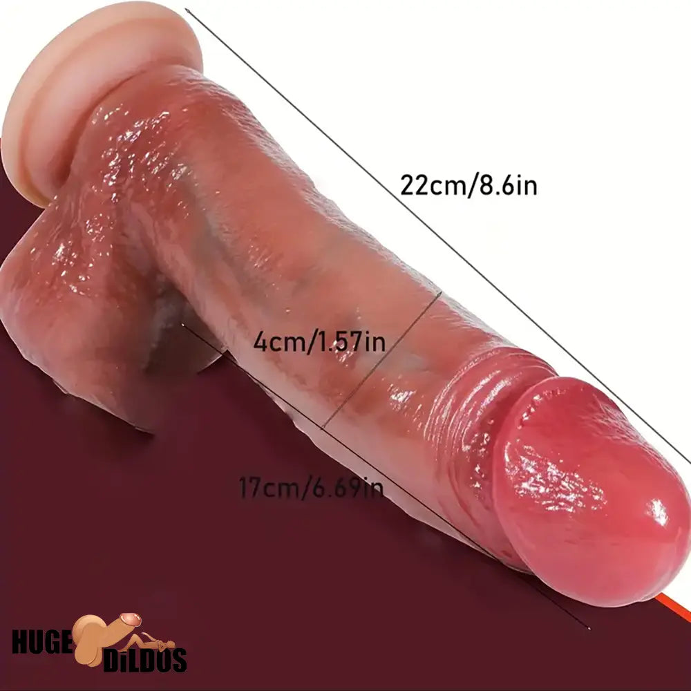 8.6in Vibrating Thrusting Big Silicone Soft Heated Dildo For Women Men