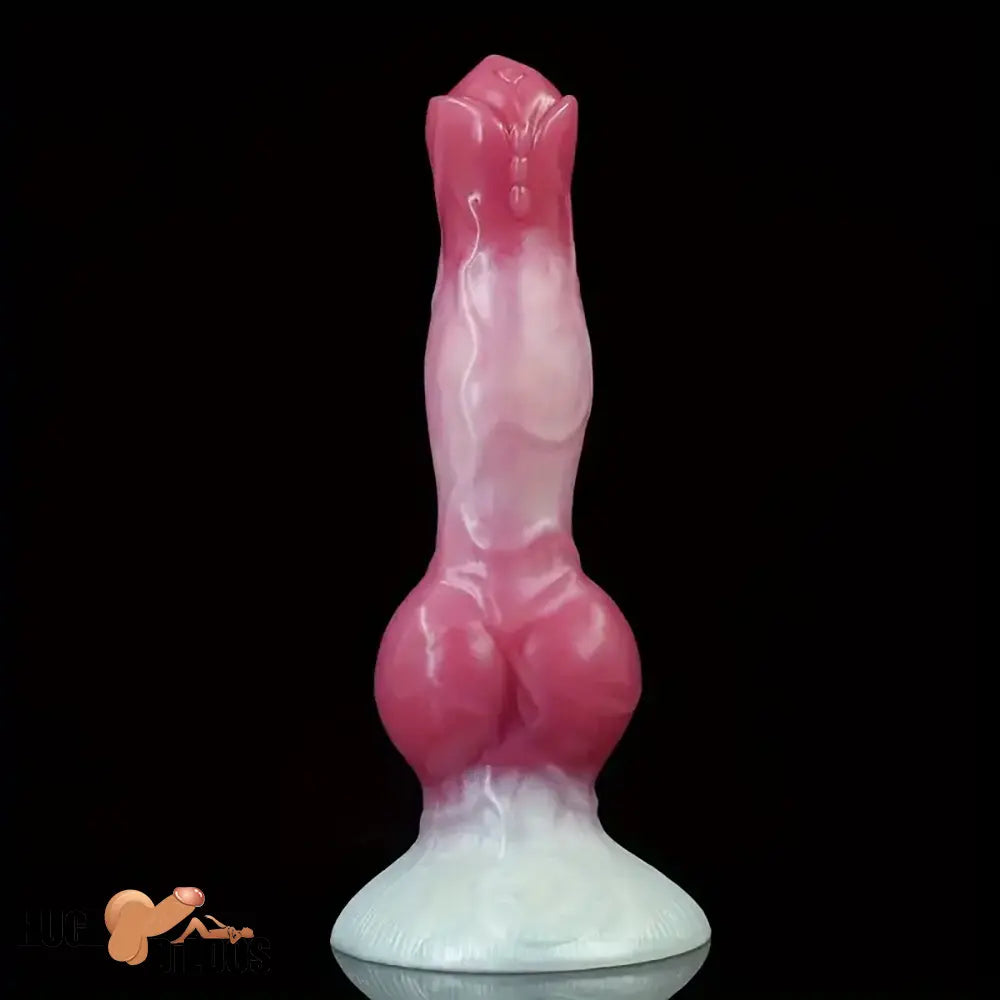 8.03in Fantasy Big Dog Knot Silicone Soft Dildo For Clit Vagina Stimulation