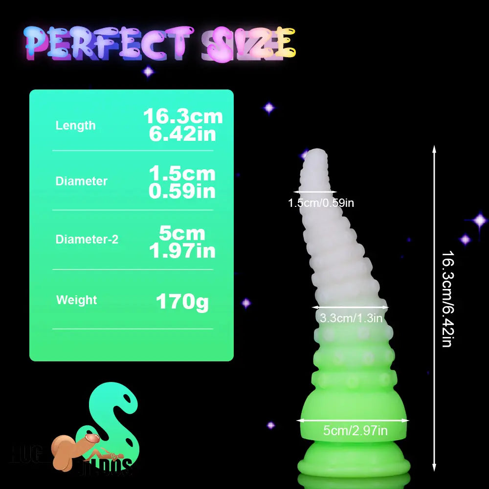 6.42in 7.48in 8.66in Fluorescent Octopus Tentacle Soft Dildo For Men