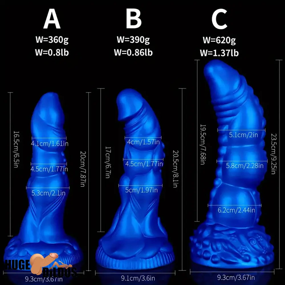 7.87in 8.1in 9.25in Silicone Realistic Monster Soft Bendable Dildo Penis