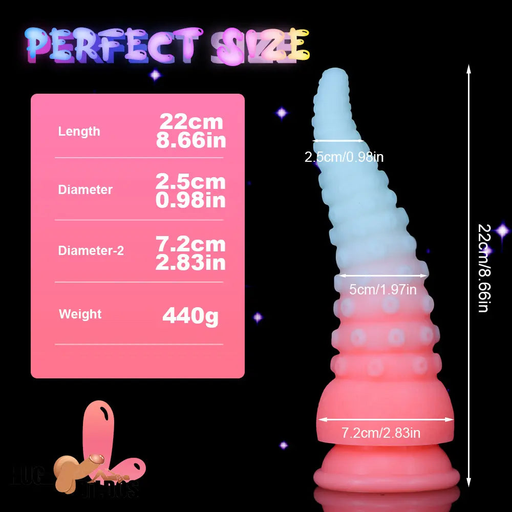 6.42in 7.48in 8.66in Fluorescent Octopus Tentacle Soft Dildo For Men