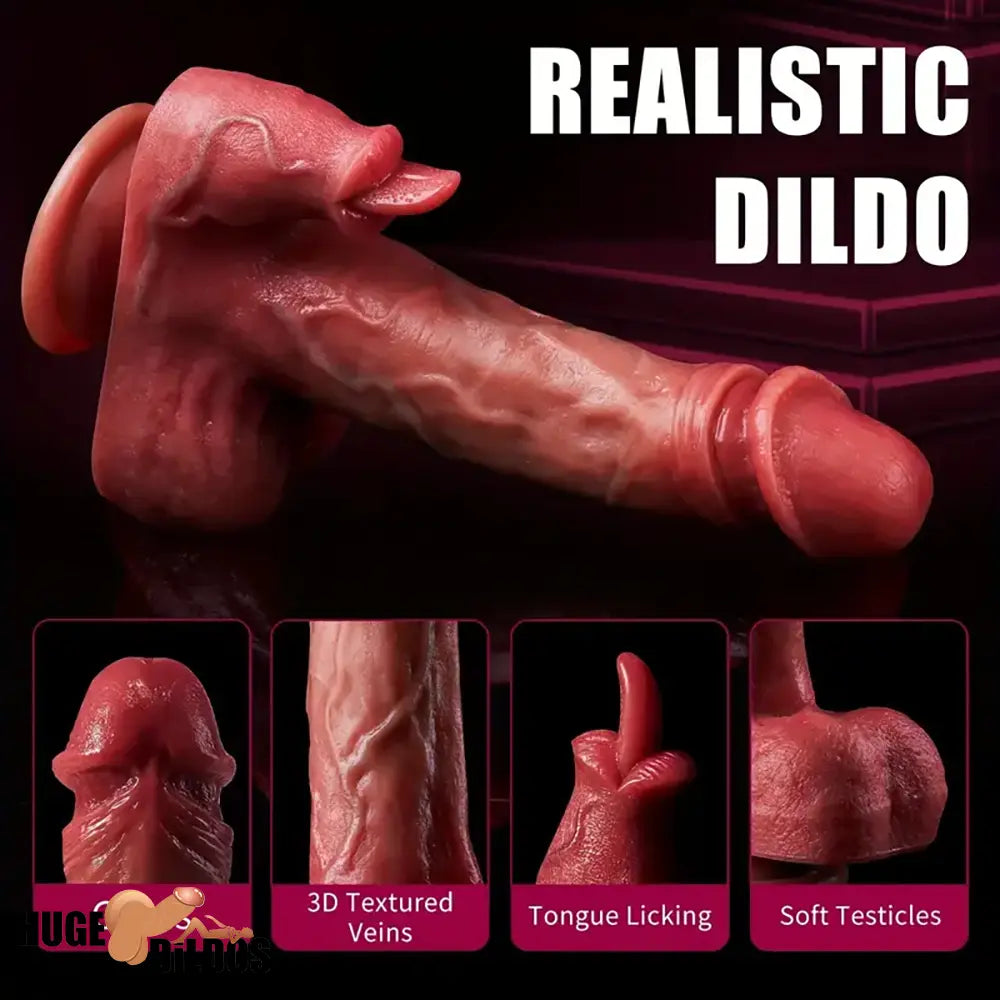 8.7in Multi-Stimulation Thrusting Tongue Licking Heating Dildo Penis