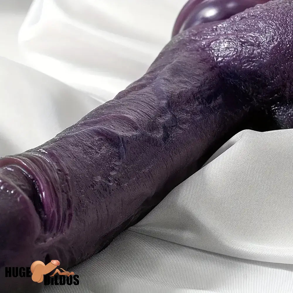 8.66in 8.74in 10.43in Oversized Big Ebony Silicone Flexible Dildo