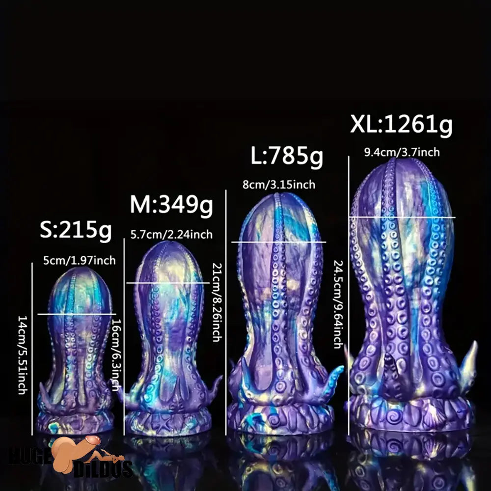 5.5in 6.3in 8.26in 9.64in Gourd Egg Starry Sky Silicone Tentacle Clit Dildo