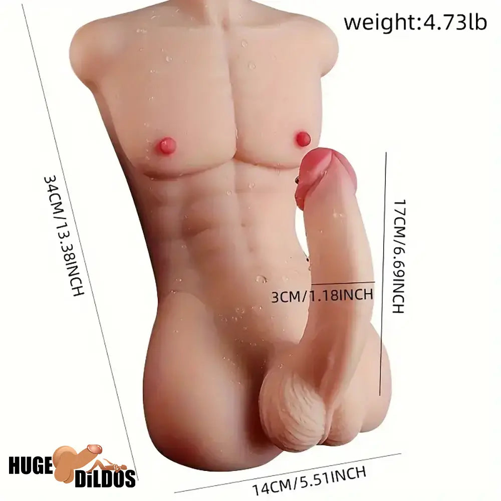 6.69in Realistic Rubber Dildo With TPE Sex Doll Torso For Gay Lesbian