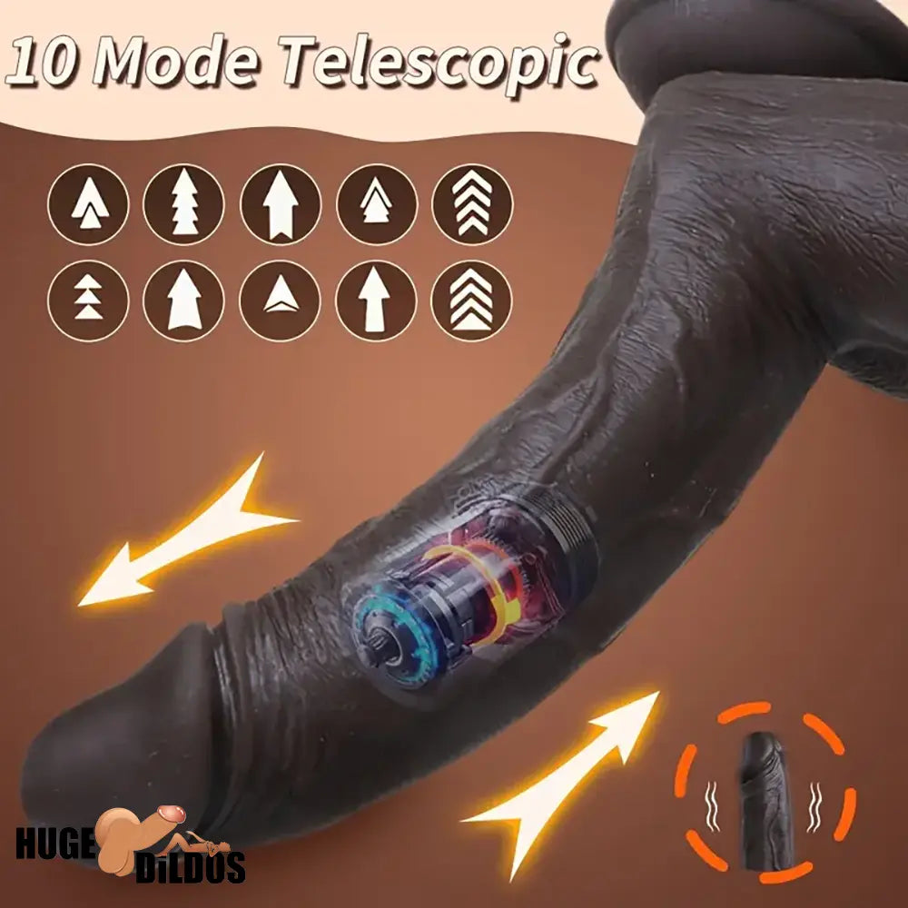 8.66in Usb Powered 10 Vibrating 9 Thrusting Remote Silicone Electric Dildo