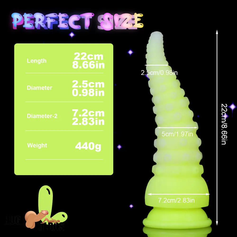 6.42in 7.48in 8.66in Fluorescent Octopus Tentacle Soft Dildo For Men