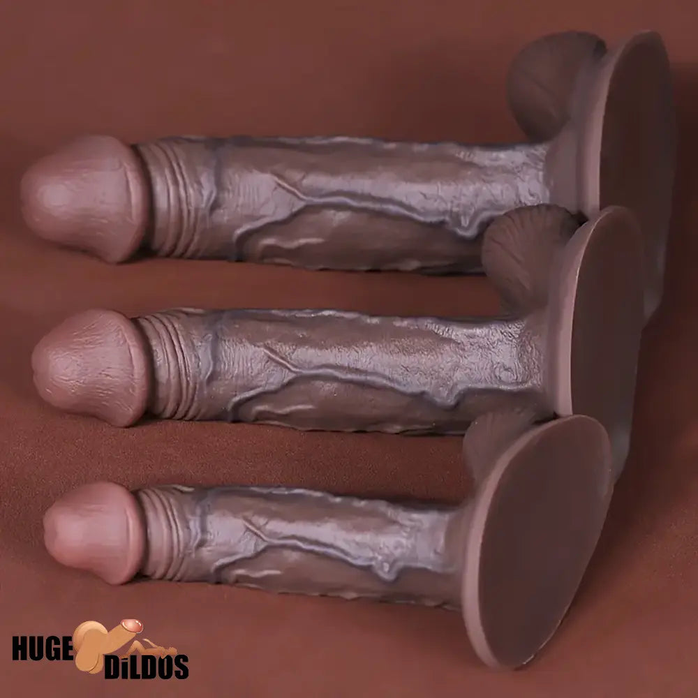 5.3in 7.09in 9.06in Ebony Silicone Soft Dildo For Clit Flirting Orgasm