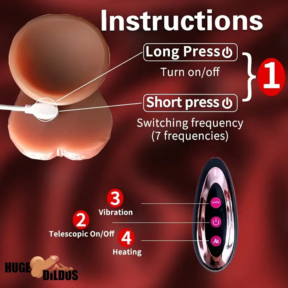 9.45in Ten Modes Thrusting Vibrating Heating Silicone Remote Electric Dildo