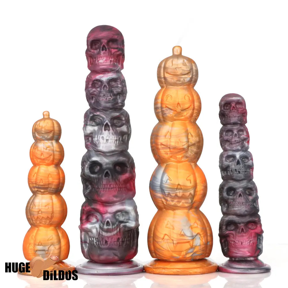 8.66in 11.85in 7.87in 11.02in Pumpkin Skull Odd Silicone Dildo For Clit